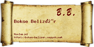 Bokse Belizár névjegykártya